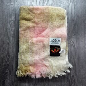 Creagaran The Old Mill Mohair Wool Blanket Scotland Pink Plaid 36x48 Vintage